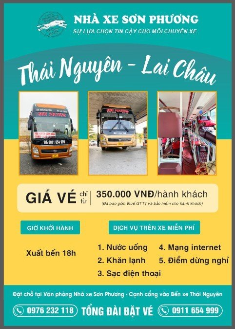 Xe khách Sơn Phương Lai Châu đi Sân bay Nội Bài. Đặt vé xe Sơn Phương !