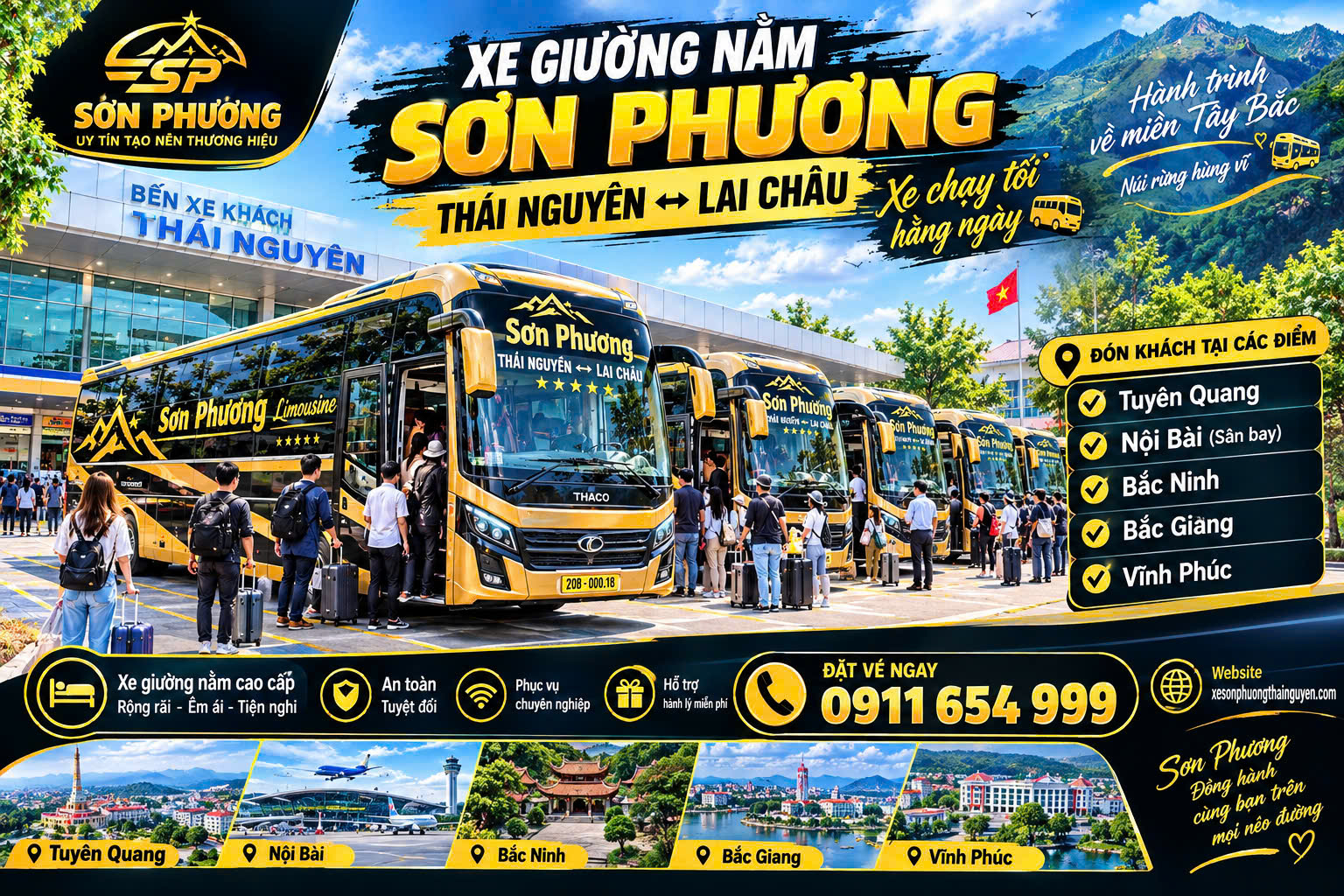ĐẶT XE SA PA ĐI BẮC NINH - BẮC GIANG - TUYÊN QUANG - SÂN BAY NỘI BÀI - VĨNH PHÚC