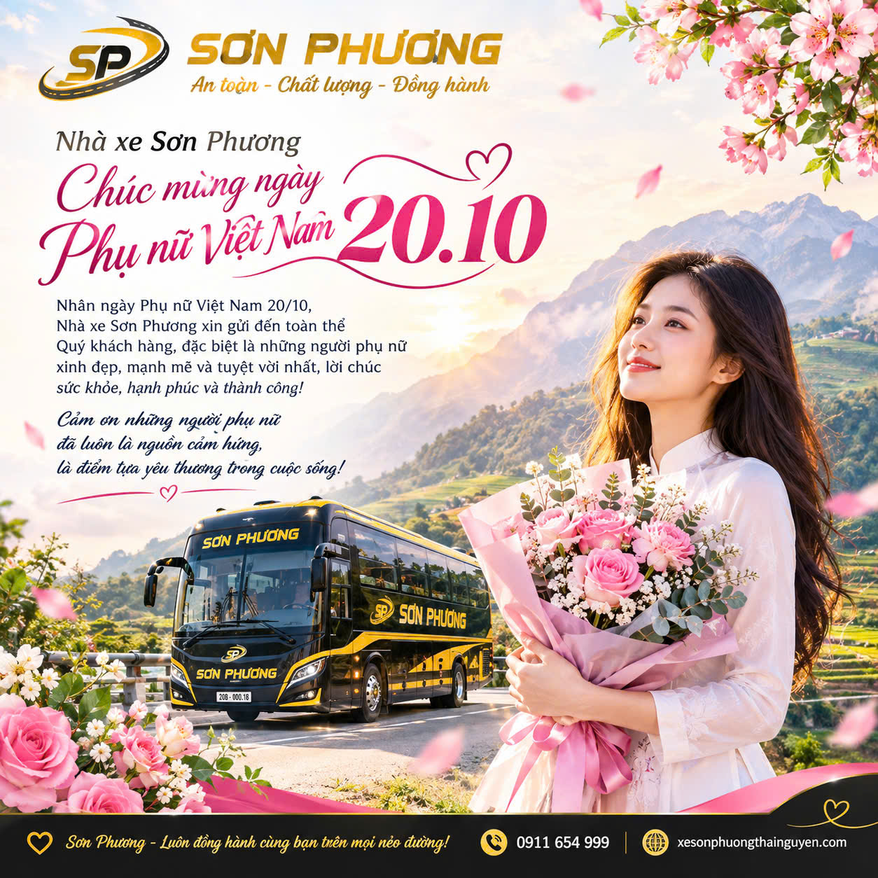 XE SƠN PHƯƠNG CHÚC MỪNG NGÀY PHỤ NỮ 20/10 