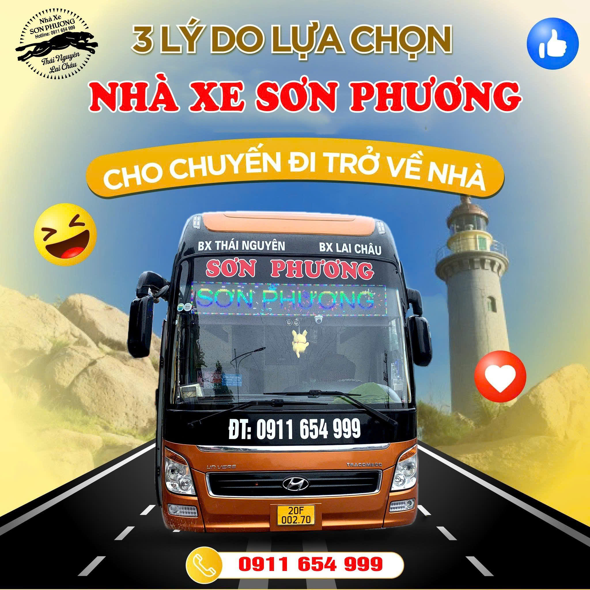 Xe khách Sơn Phương Lào Cai đi Võ Nhai Thái Nguyên. Đặt xe 0961 20 2525
