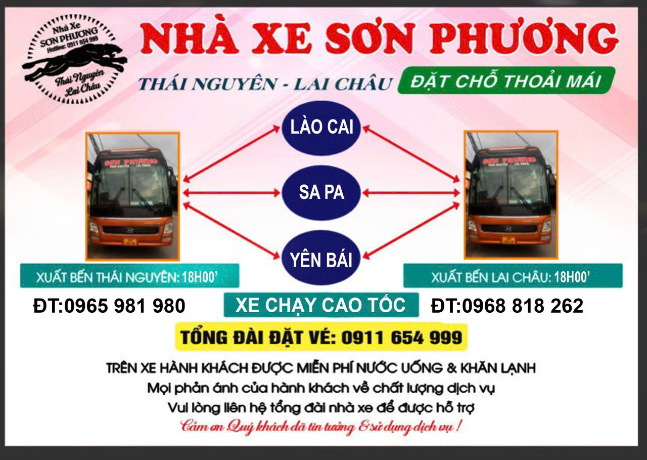 Xe khách Sơn Phương Sa Pa đi Thái Nguyên (Đại Từ, Yên Lãng, Bờ Đậu). Đặt xe 0911654999